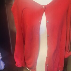 Elle Red Lady in Lace Cardigan